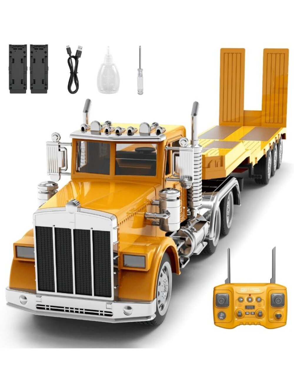 Giant 39.6" Remote Control Semi-Trailer Truck for Kids | Rechargeable Toy with